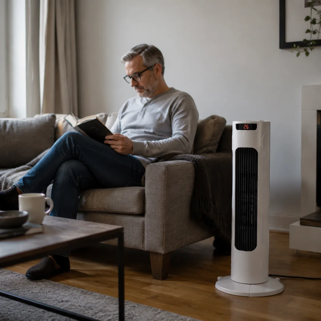 ComfortPro als schlankes Standgerät in einem gemütlichen Wohnraum